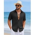 thumbnail image 3 of COOFANDY Mens Short Sleeve Casual Shirts Button Down Striped Summer Shirts Textured Vacation Beach Shirt, 3 of 6