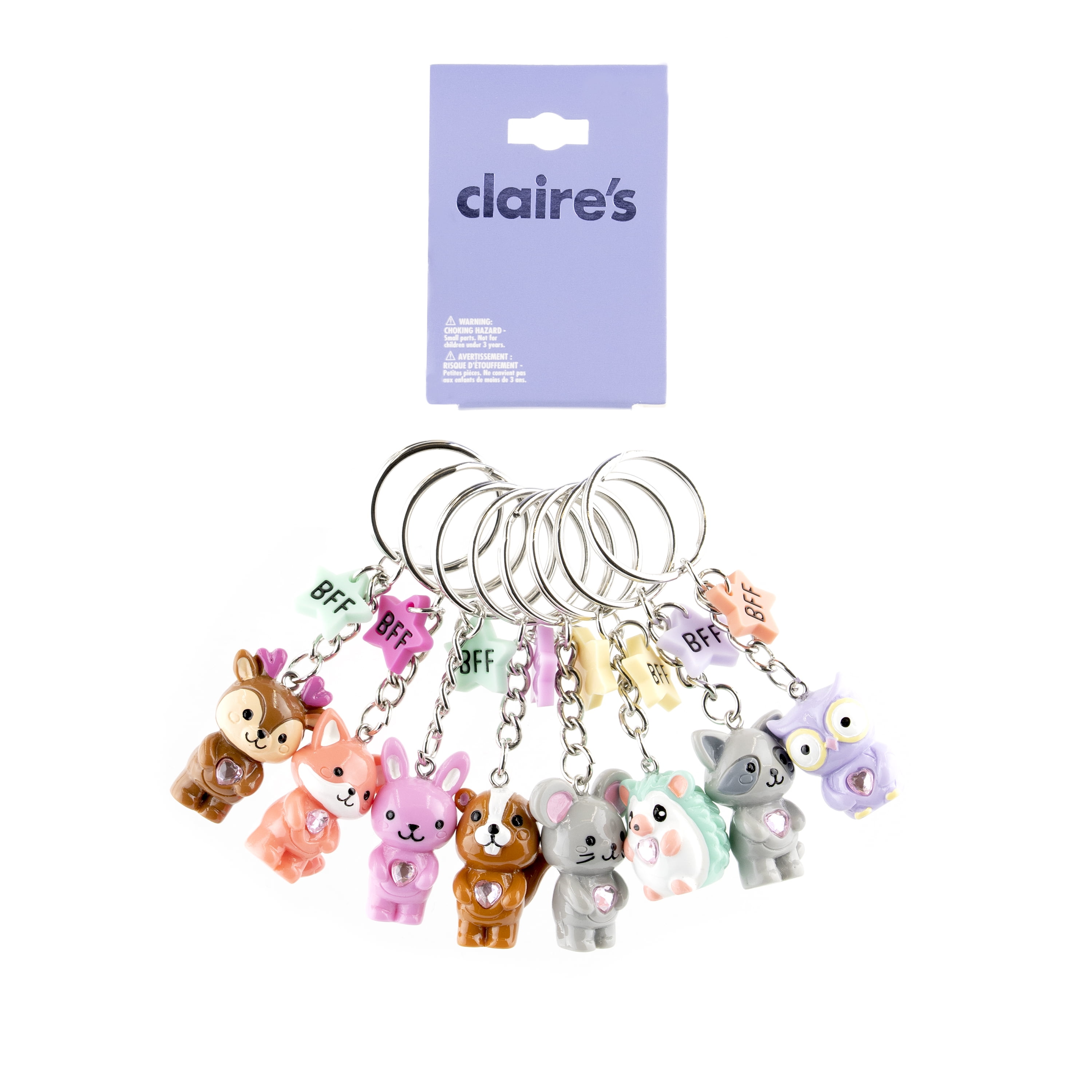 Claire's Girls' Woodland Animals Best Friends Metal Keychains, Keyring Set,  Cute Gift, 8 Pack, 74635 - Walmart.com