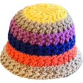 thumbnail image 6 of CoCopeaunts Bucket Hat Mix Colors Strip Autumn Winter Handmade Thick Knit Bowler Hat Matching Foldable Floppy Fisherman Hat, 6 of 8