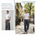 thumbnail image 7 of Homeyce Men's Sweatpants Open Bottom Wide Leg Sweatpants with Pockets Straight Leg Solid Pants Drawstring Athletic Loose Fit Athletic Loose Sweat Pants,Black S, 7 of 7