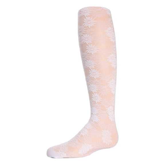 MeMoi Flower Bunches Sheer Tights - Girls - Female, 8-10, White