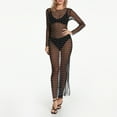 thumbnail image 6 of nvzhuang Women Bikini Cover-Ups Mesh Side Slit Beach Long Dress Swimwear Sunscreen Blouse, 6 of 9