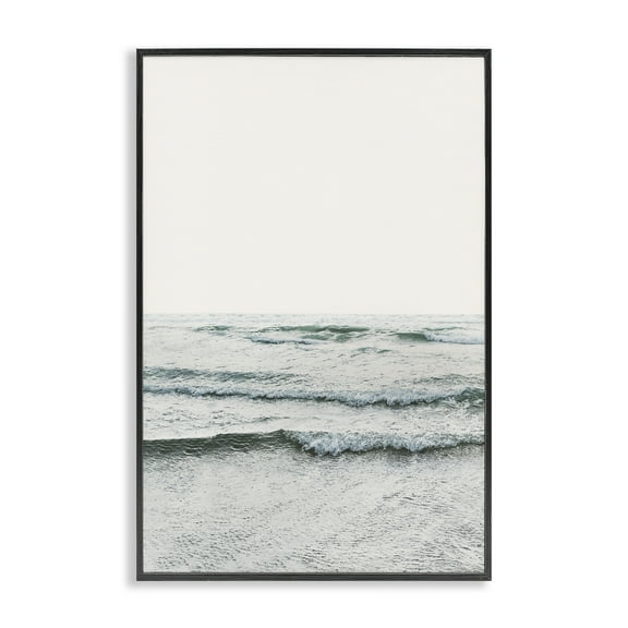 Stupell Industries Rippling Ocean Tide Nautical & Beach Photography Black Framed Art Print Wall Art, 12 x 18
