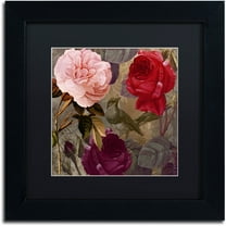 Trademark Fine Art "Birds and Roses" Canvas Art by Color Bakery Black Matte, Black Frame
