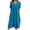 Blue, variant on Tshirt Dress Women Cotton Linen Spring Summer Short Sleeve V Neck Smocked Loose Fit Flowy Midi Dress with Pockets