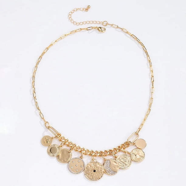 Collar de clip de papel, collar de protección de oro, joyería hecha a mano contra el mal de ojo para mujeres, collar con colgante de hain con lindo