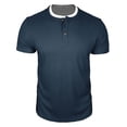 thumbnail image 3 of Yusimy Mens Waffle Knit Short Sleeve T Shirt Round Neck Button Accent False Two Piece Design Breathable Casual Everyday Wear, 3 of 6