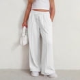 thumbnail image 2 of TOWED22 Girls Sweatpants Front Seam Drawstring High Waist Wide Leg Sweat Pants Baggy Causal Kids High Waisted(White,7-8 Y), 2 of 5