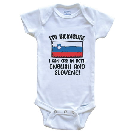 

I m Bilingual I Can Cry In Both English And Slovene Funny Slovenian Flag Baby Bodysuit - Slovenia One Piece