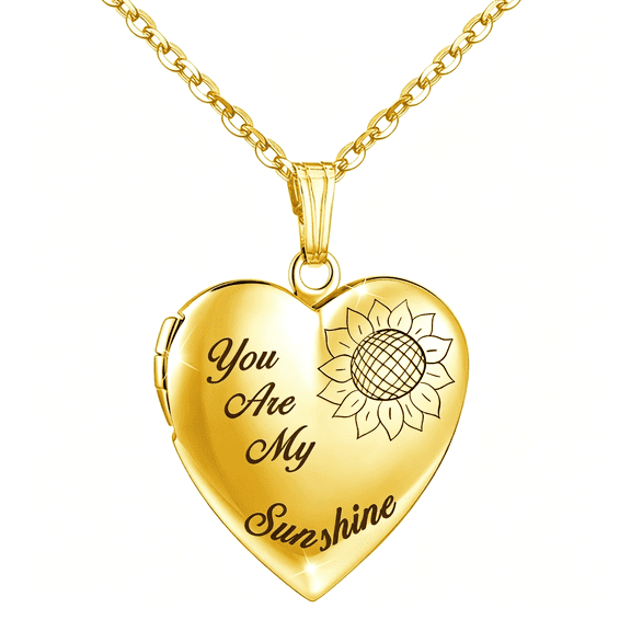 DESIGNICE You Are My Sunshine Necklace Sunflower Locket Necklace That Holds Pictures Heart Locket Pendant Gifts for Her Heart Locket You Are My Sunshine Necklace
