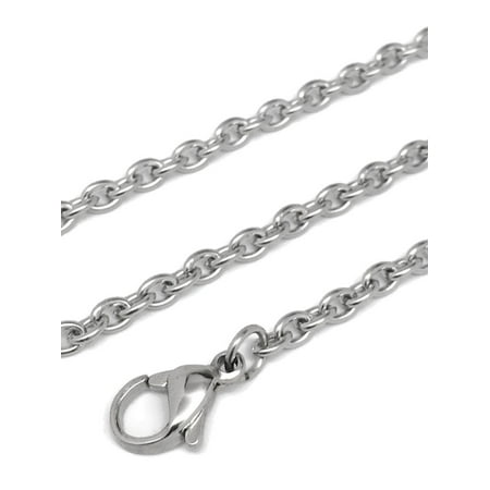 Mens Stainless Steel 3mm Oval Link Necklace Chain Lobster Clasp Closure (20 Inch)