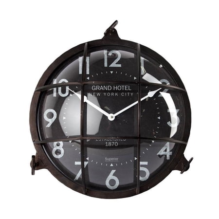 Mercana Bellmond 15 Round Large Black Industrial Wall Clock