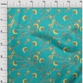 thumbnail image 2 of oneOone Cotton Silk Turquoise Green Fabric Leaves & Flower Floral Sewing Material Print Fabric By The Yards 42 Inches Wide, 2 of 4