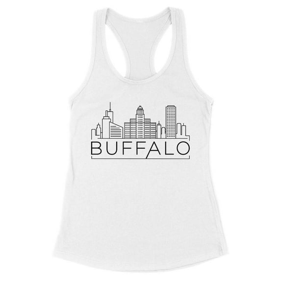 Skyline Buffalo New York Tank Top Fitted Racerback Women's Large White