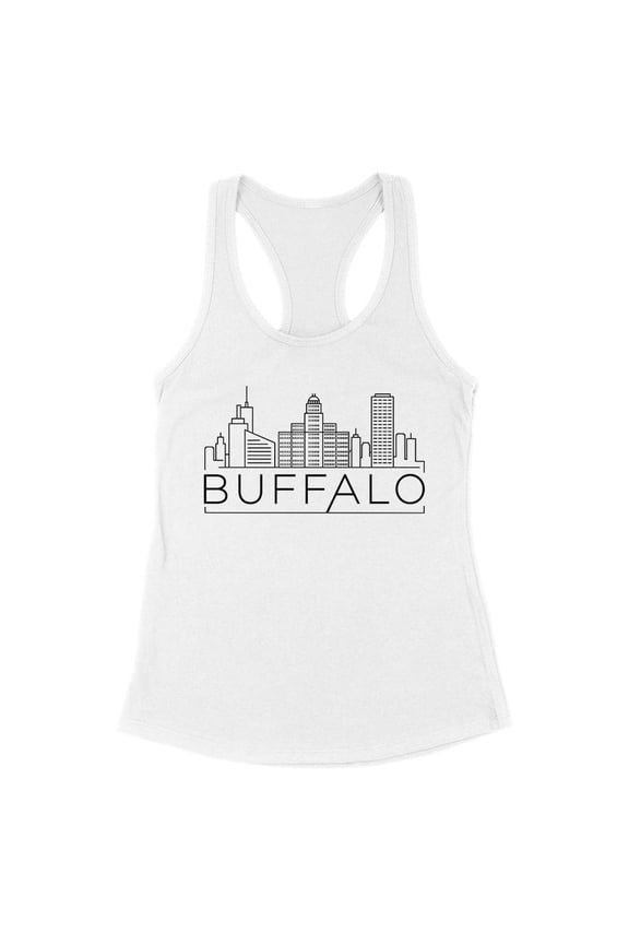 Skyline Buffalo New York Tank Top Fitted Racerback Women's X-Large White