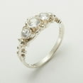 thumbnail image 3 of LBG British Made 18k White Gold Cubic Zirconia Womens Trilogy Ring - 33 size options - Size 5.25, 3 of 7