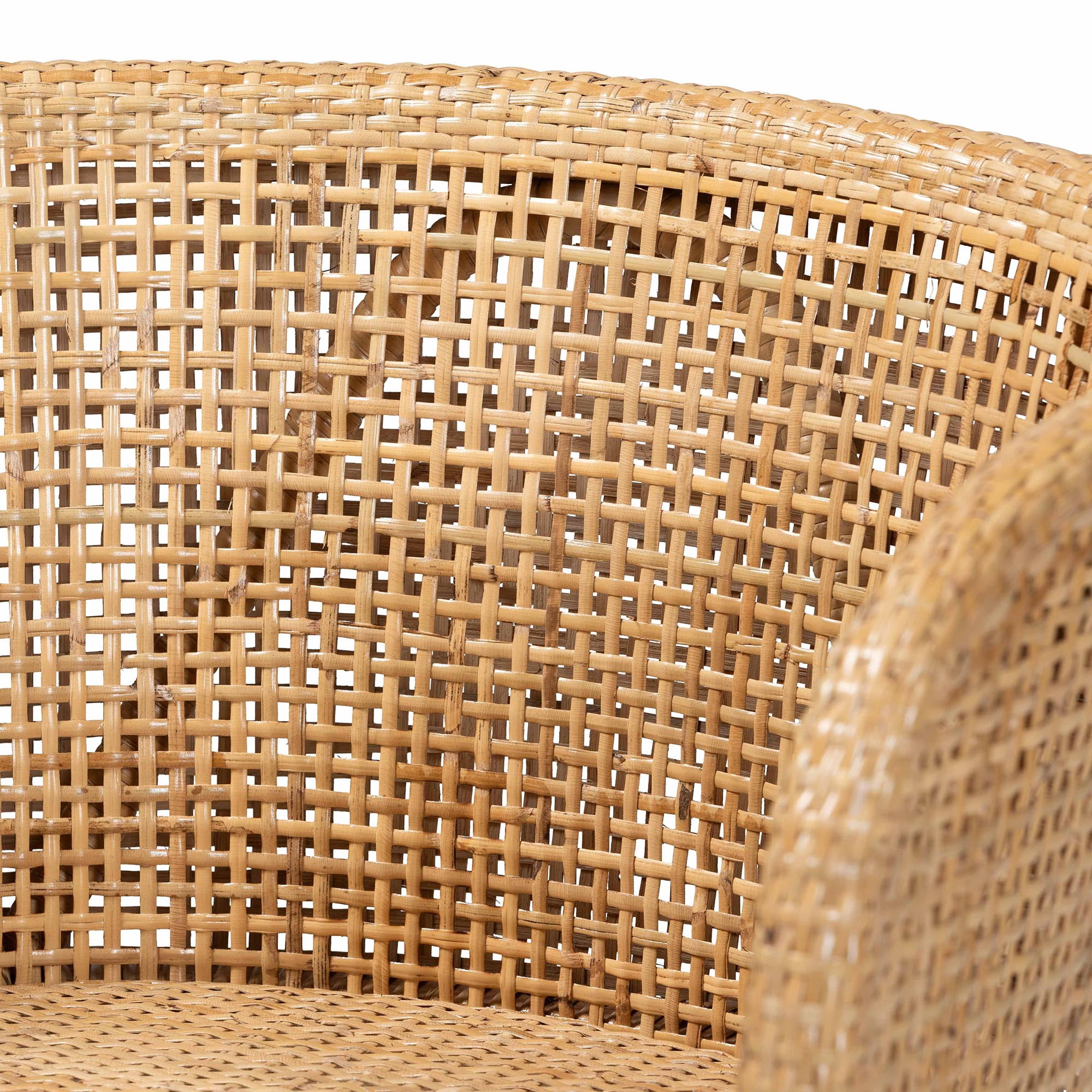 bali & pari Papua Rattan and Acacia Wood BOHO Dining Chair, Natural Brown