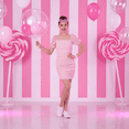 thumbnail image 2 of 2Bunnies Girls' 8-14Y Tween Teen Bodycon Ruched Party Dance Mini Dress On and Off Shoulder, 2 of 6