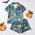 thumbnail image 5 of DHFJKG Satin Pajamas For Women Set Halloween Sleepwear Short Sleeve Button Down 2 Piece Loungewear Set, 5 of 6