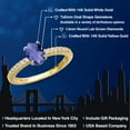 thumbnail image 2 of Gem Stone King 14K Two Tone Gold Blue Iolite and Lab Grown Diamond Engagement Ring for Women | 0.81 Cttw | Oval Checkerboard 7X5MM | Gemstone Birthstone | Size 7, 2 of 6