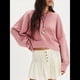 thumbnail image 5 of Sudadera Corta de Larga con Cuello Redondo para Mujer, Lindas y Holgadas. Rosa XL, 5 of 10