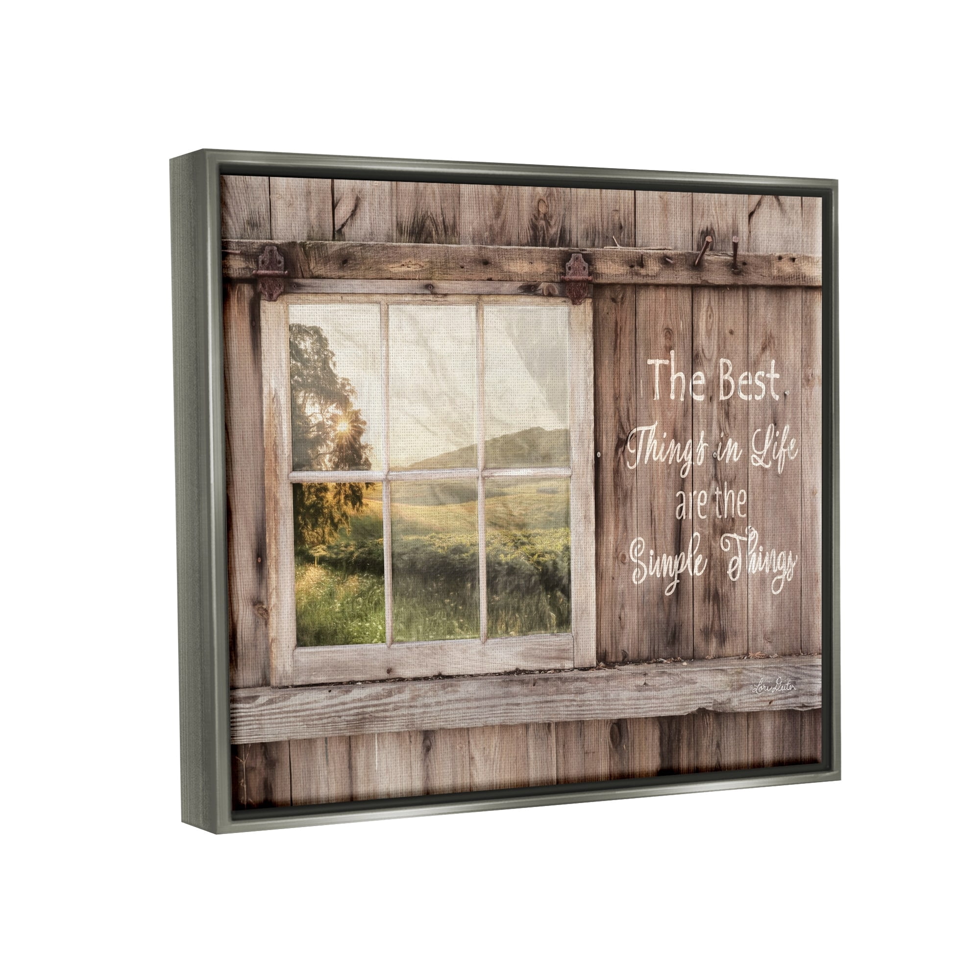 Stupell Industries Simple Things Rustic Barn Window Distressed Photograph Luster Gray Framed Floating Canvas Wall Art, 24x30, by Lori Deiter