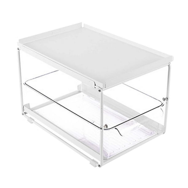 Organizador de almacenamiento de gabinete con contenedor transparente, organizador de armario para baño Blanco de una sola capa