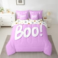 thumbnail image 3 of Manfei Kawaii Ghost Boo Bedding Comforter Set 7 Pieces, Cute Cartoon Halloween Style Full Bedding Set, Teen Boy Girl Kid Reversible Fitted Sheet Flat Sheet, Ultra Soft Home Decor, 3 of 8