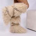 thumbnail image 5 of Lovzfmll Knee High Boots for Women, Warm Winter Furry Fluffy Boots, Round Toe Belt Buckle Snow Boots, Fashion Casual Shoes, 5.5, Khaki, 5 of 7