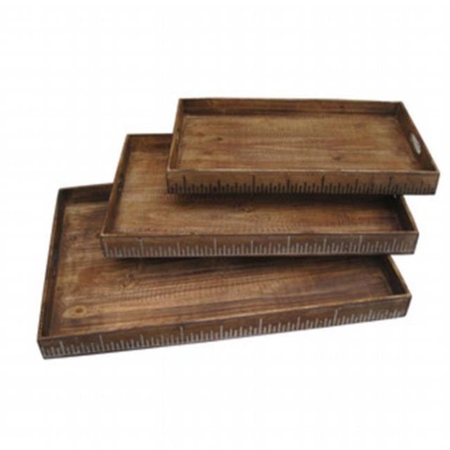 Screen Gems Ensemble de Plateaux en Bois, Marron, 3 Unités