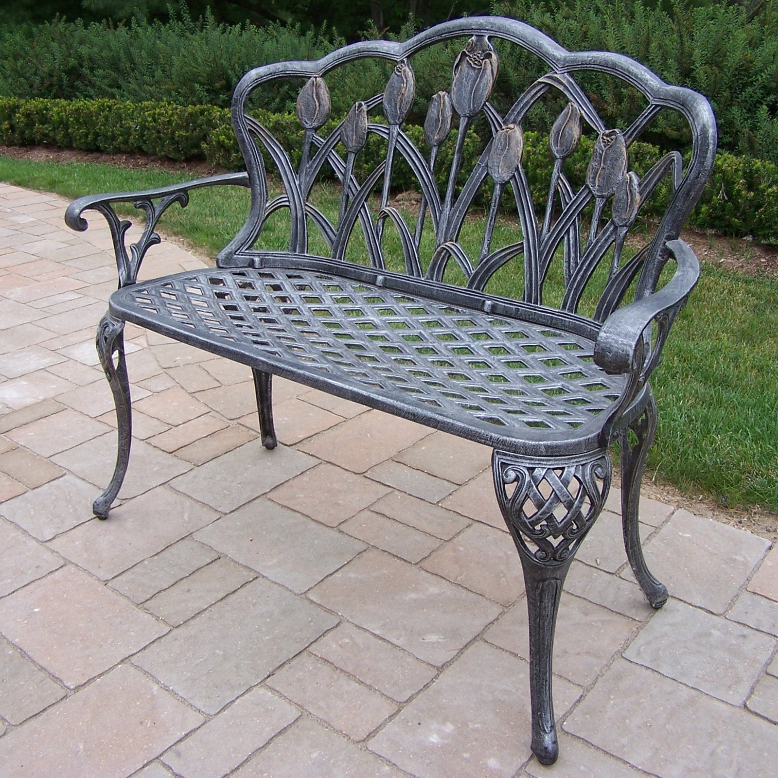 Oakland Living Tulip 44 in. Cast Aluminum Loveseat Bench by Oakland Living