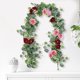 thumbnail image 4 of Guirnalda de flores artificiales de eucalipto con rosas, guirnalda de flores artificiales, enredadera de rosas falsas para centro de mesa, camino de mesa, decoración de fondo de pared, 4 of 8
