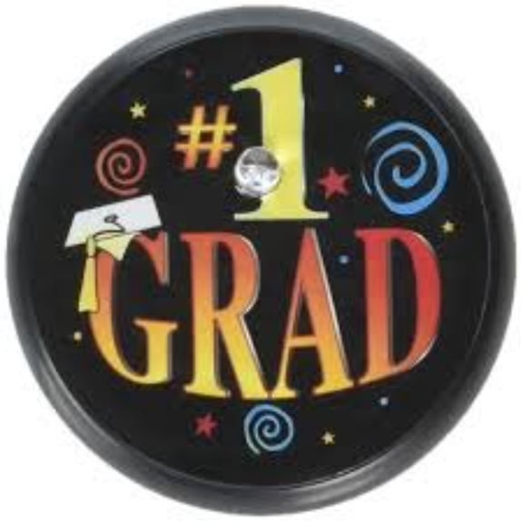 Beistle #1 Grad Button Blinking Party Favors - 2" - Black - Set of 6
