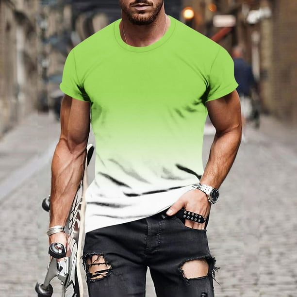 Tops para hombre, blusas y camisas de manga corta con cuello redondo para hombre, jersey informal de moda con estampado de cuello redondo para hombre, pantalones cortos deportivos para fitness, blusa