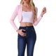 thumbnail image 1 of CHAQUETA Tweed Inspire Chic para Mujer, Cárdigan Bolero Corto de Cuadros Abierto XL Rosa, 1 of 6