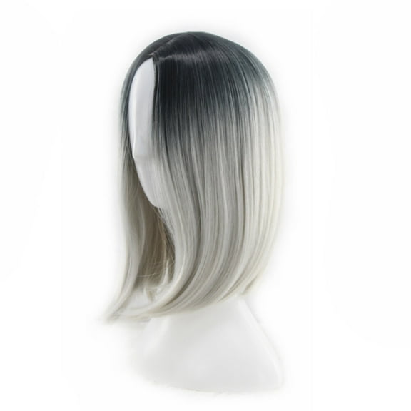 Raindrops Bob Wigs for Women 1Pcs Gradient Grey Short Straight Synthetic High Temperature Fiber Natural Looking Cosplay