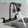 thumbnail image 6 of RV Kitchen Faucet, Non-Metallic Camper Kitchen Sink Faucet 8 Inch 2 Hole Double Handles with Flexible Arch 360 Degree Rotatable Spout for Campers, Motorhome, Travel Trailer, Black, 6 of 10
