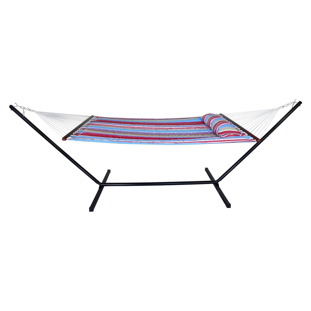 Sorbus Hammock with Stand & Spreader Bars and Detachable Pillow, Heavy Duty, 450 Pound Capacity for Indoor/Outdoor (Blue Red)