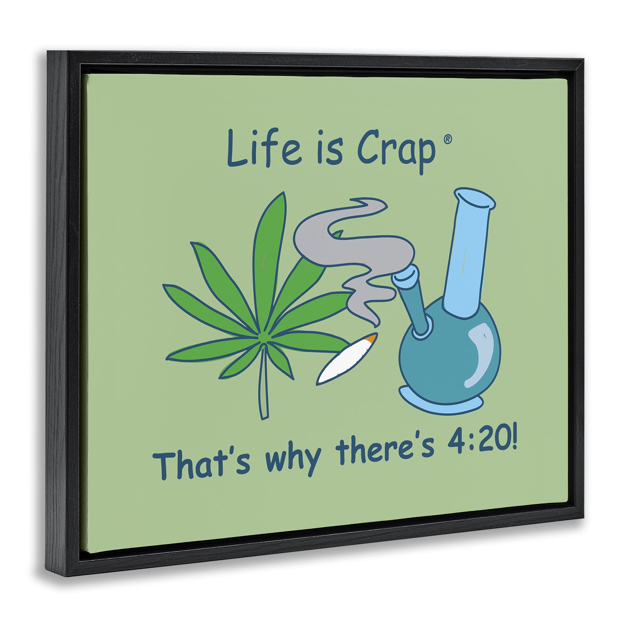 Stupell Industries Funny That's Why 420 Novelty & Humor Painting Black Floater Framed Canvas Art Print Wall Art, 21 x 17