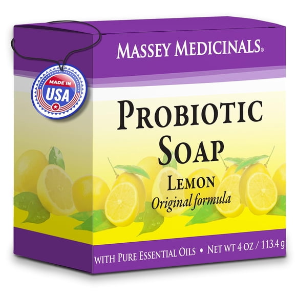Barra de jabón probiótico natural Candida Freedom Massey's CF - Eleva tu rutina de cuidado de la piel con potente árbol de té y refrescante esencia de limón - Pure Citrus Bliss 4oz