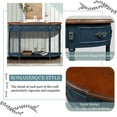 thumbnail image 3 of Resenkos Retro Curved Wood Console Table, 52" Circular Half Moon Sofa Table with Open Shelf & 2 Drawers for Living Room & Hallway, Navy Blue, 3 of 16