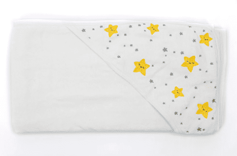 Primo Passi Baby Hooded Terry Bath Towel with Apron Neck Strap, 40x40 White