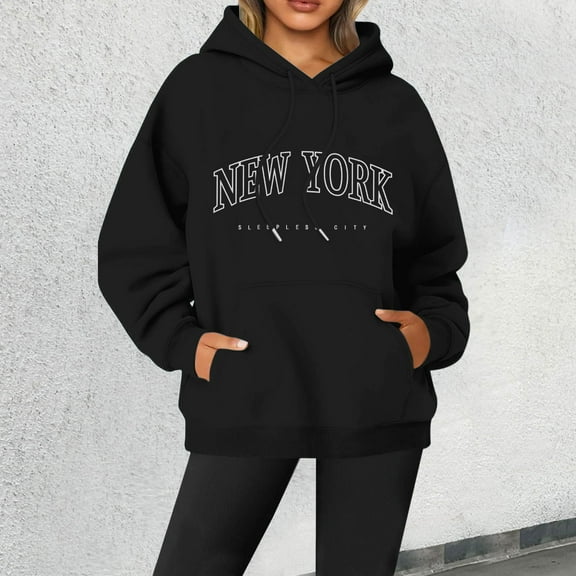 XINXIAOO Women's Sweatshirts Hoodies Long Sleeve Hoodie Womens Pullover Hoodie Cozy Sweatshirts for Women Black Crewneck Sweatshirt Fall Outfits Women Streetwear