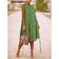 thumbnail image 2 of Summer Fashion Print Sleeveless Button Shirt Dress Women Casual Loose Sleeveless Shirt Dress WomenM Gao Jinjia LED, 2 of 2