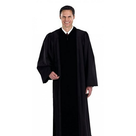 Black Pulpit Robe With Velvet Panel, 55 In.