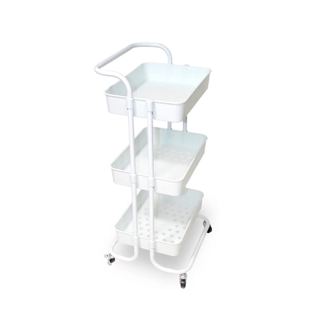 Carrito Organizador Multifuncional ilios innova Blanco 3 Niveles Metal Con Ruedas