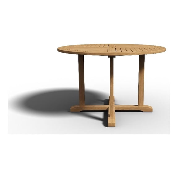 Pemberly Row 47.25" Teak Outdoor Dining Table with Umbrella Hole Natural