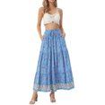 thumbnail image 2 of INSPIRE CHIC Women's Boho Skirts Floral Print Spring Summer Elastic Waist Casual Maxi Skirts XL Sky Blue, 2 of 5