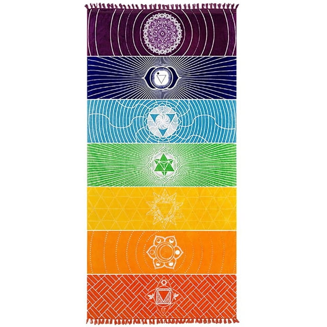 MesaSe Meditation Yoga Rug Multipurpose Portable Tassel Floor Mat Good Workmanship Rectangular Colorful Tapestry for Indoor Outdoor