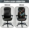 thumbnail image 4 of ZIATUBLES Home Office Chair Cover Stretchable Dragonfly Floral Black Printed Soft Universal Rotating Chair Slipcovers Protector Stylish Desk Computer Chair Protector Cover with Snap Button, L, 4 of 7